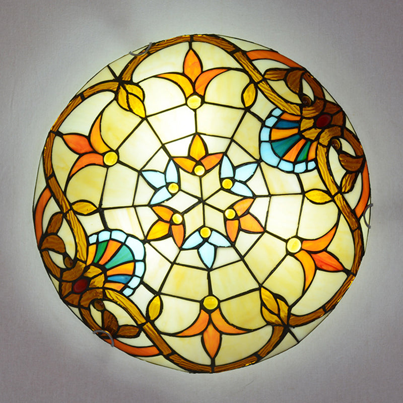 Bowl Shape Flush Light Stained Glass Baroque Flush Mount Ceiling Light Fixtures Clearhalo 'Ceiling Lights' 'Close To Ceiling Lights' 'Close to ceiling' 'Flush mount' Lighting' 2589437