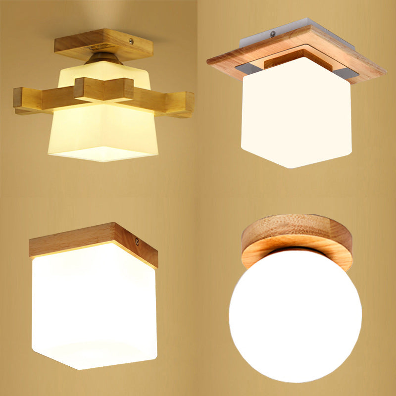 Semi Flush Chandelier Ultra-Contemporary 1 Light White Glass Ceiling Light Fixtures for Hallway Clearhalo 'Ceiling Lights' 'Close To Ceiling Lights' 'Close to ceiling' 'Semi-flushmount' Lighting' 2589548