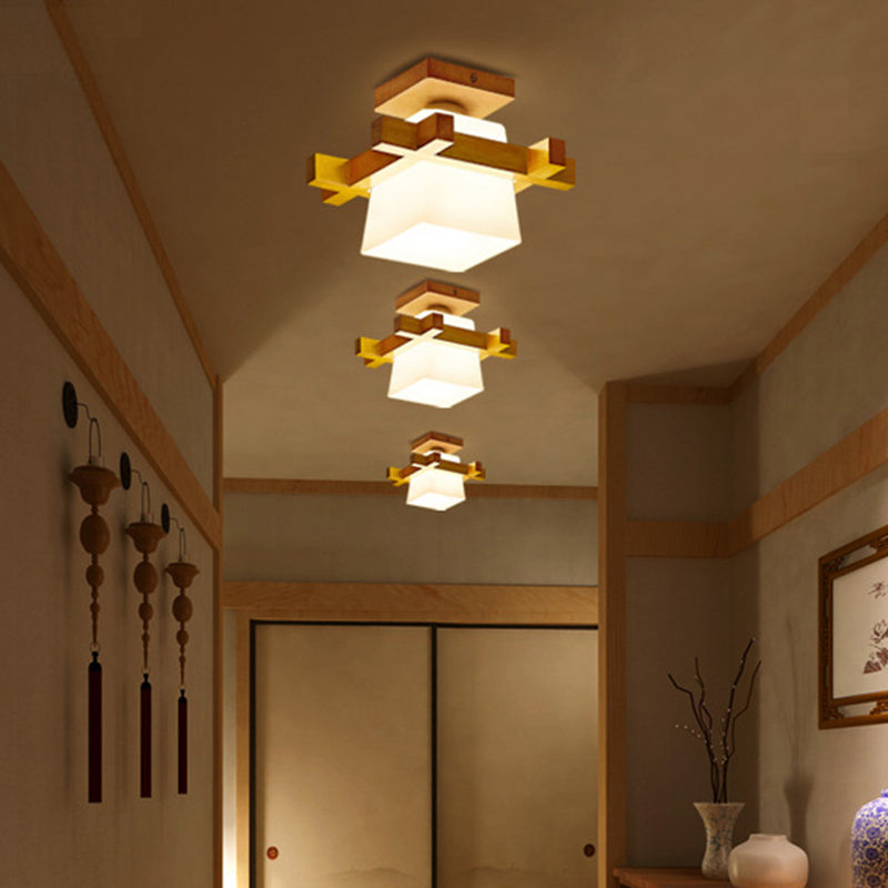 Semi Flush Chandelier Ultra-Contemporary 1 Light White Glass Ceiling Light Fixtures for Hallway Clearhalo 'Ceiling Lights' 'Close To Ceiling Lights' 'Close to ceiling' 'Semi-flushmount' Lighting' 2589550