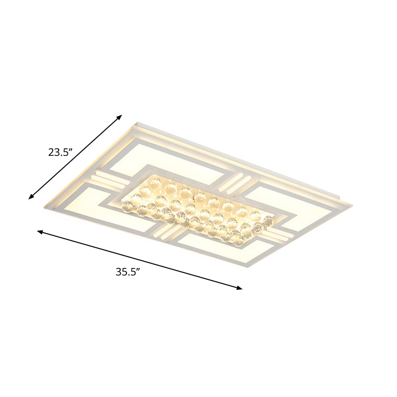 20.5"/35.5" Wide Crystal Square/Rectangle Flush Lamp Simple LED Ceiling Mounted Fixture in Warm/White Light Clearhalo 'Ceiling Lights' 'Close To Ceiling Lights' 'Close to ceiling' 'Flush mount' Lighting' 259026