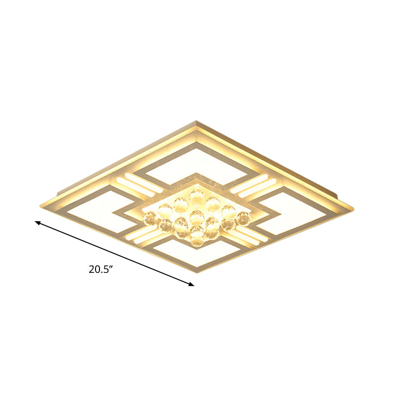 20.5"/35.5" Wide Crystal Square/Rectangle Flush Lamp Simple LED Ceiling Mounted Fixture in Warm/White Light Clearhalo 'Ceiling Lights' 'Close To Ceiling Lights' 'Close to ceiling' 'Flush mount' Lighting' 259027