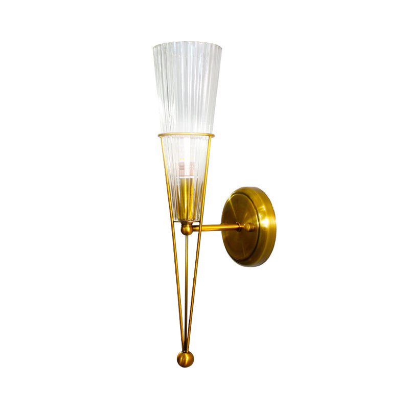Black/Brass Torch Sconce Lighting 1 Light Modernism Metal and Clear Crystal Mini Wall Lamp Clearhalo 'Cast Iron' 'Glass' 'Industrial' 'Modern wall lights' 'Modern' 'Tiffany' 'Traditional wall lights' 'Wall Lamps & Sconces' 'Wall Lights' Lighting' 259037