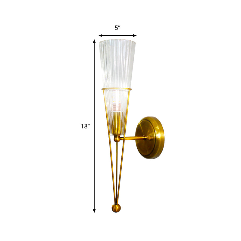 Black/Brass Torch Sconce Lighting 1 Light Modernism Metal and Clear Crystal Mini Wall Lamp Clearhalo 'Cast Iron' 'Glass' 'Industrial' 'Modern wall lights' 'Modern' 'Tiffany' 'Traditional wall lights' 'Wall Lamps & Sconces' 'Wall Lights' Lighting' 259038