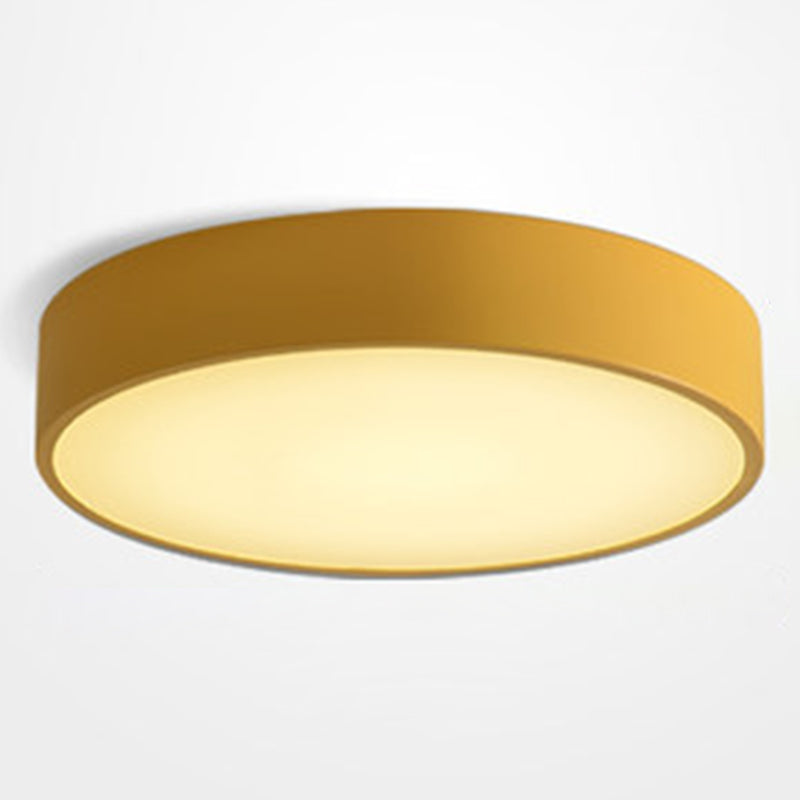 Round Flush Mount Lighting 1 Light Aluminum Minimalist Flush Ceiling Light Fixtures Yellow Clearhalo 'Ceiling Lights' 'Close To Ceiling Lights' 'Close to ceiling' 'Flush mount' Lighting' 2590463