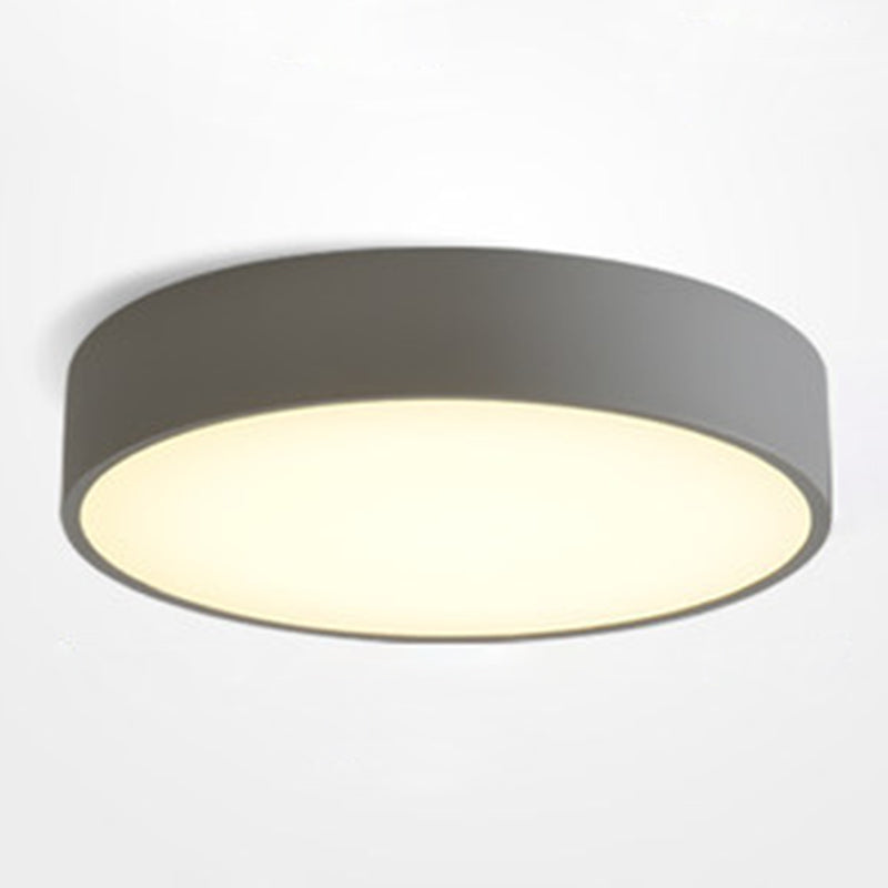 Round Flush Mount Lighting 1 Light Aluminum Minimalist Flush Ceiling Light Fixtures Grey Clearhalo 'Ceiling Lights' 'Close To Ceiling Lights' 'Close to ceiling' 'Flush mount' Lighting' 2590470