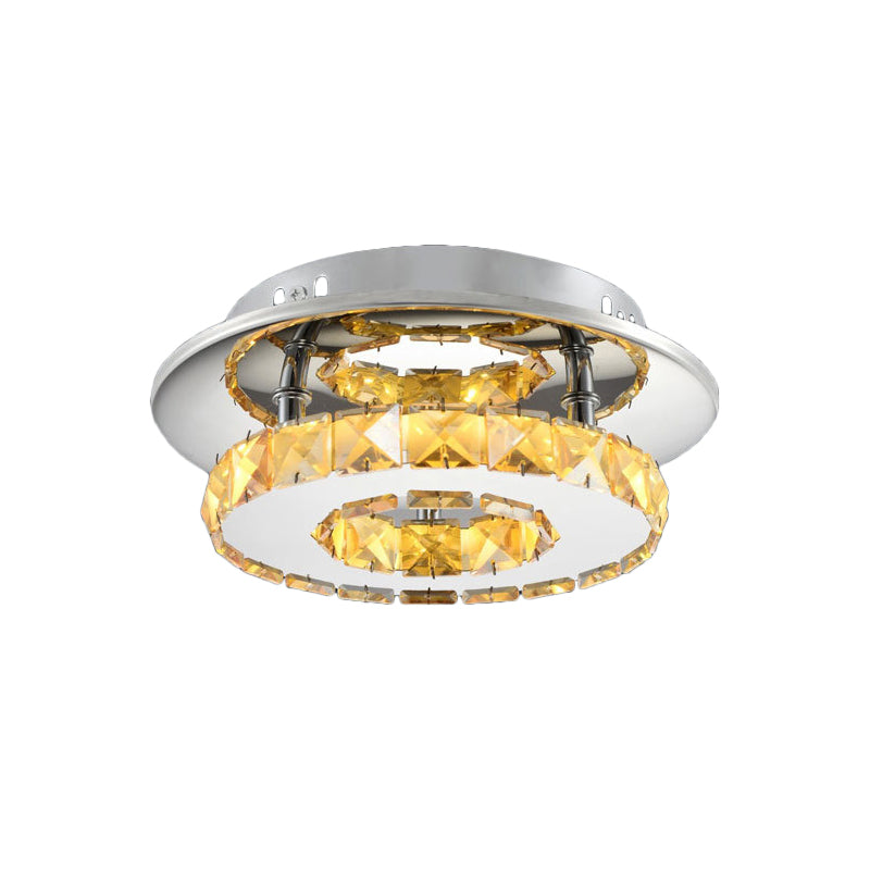 Circular Semi Flush Light Luxury Clear/Amber Crystal LED Indoor Ceiling Light Fixture in Neutral/Warm/White/3 Color Clearhalo 'Ceiling Lights' 'Close To Ceiling Lights' 'Close to ceiling' 'Flush mount' Lighting' 259051