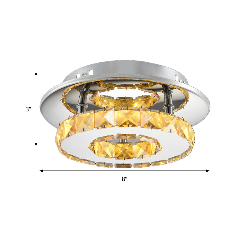 Circular Semi Flush Light Luxury Clear/Amber Crystal LED Indoor Ceiling Light Fixture in Neutral/Warm/White/3 Color Clearhalo 'Ceiling Lights' 'Close To Ceiling Lights' 'Close to ceiling' 'Flush mount' Lighting' 259052