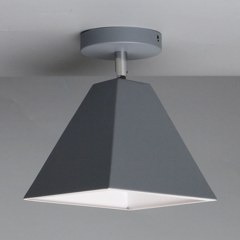 Trapezoid Flush Light 1 Light Metal Modern Flush Mount Ceiling Light Fixtures Grey Clearhalo 'Ceiling Lights' 'Close To Ceiling Lights' 'Close to ceiling' 'Semi-flushmount' Lighting' 2590524