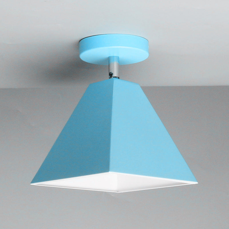 Trapezoid Flush Light 1 Light Metal Modern Flush Mount Ceiling Light Fixtures Blue Clearhalo 'Ceiling Lights' 'Close To Ceiling Lights' 'Close to ceiling' 'Semi-flushmount' Lighting' 2590525