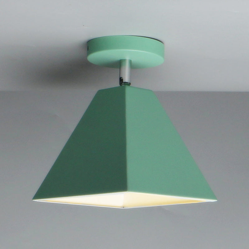 Trapezoid Flush Light 1 Light Metal Modern Flush Mount Ceiling Light Fixtures Green Clearhalo 'Ceiling Lights' 'Close To Ceiling Lights' 'Close to ceiling' 'Semi-flushmount' Lighting' 2590529