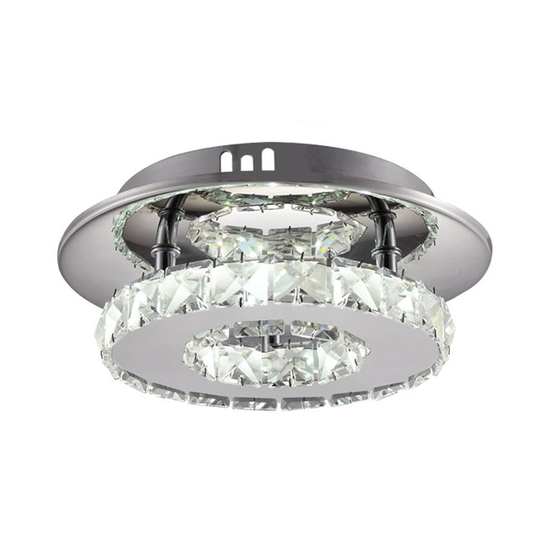 Circular Semi Flush Light Luxury Clear/Amber Crystal LED Indoor Ceiling Light Fixture in Neutral/Warm/White/3 Color Clearhalo 'Ceiling Lights' 'Close To Ceiling Lights' 'Close to ceiling' 'Flush mount' Lighting' 259054