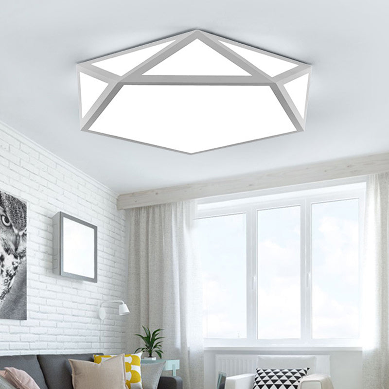 Diamond Flush Mount Ceiling Light Modernist Acrylic Ceiling Flush Mount for Living Room White Clearhalo 'Ceiling Lights' 'Close To Ceiling Lights' 'Close to ceiling' 'Flush mount' Lighting' 2590595