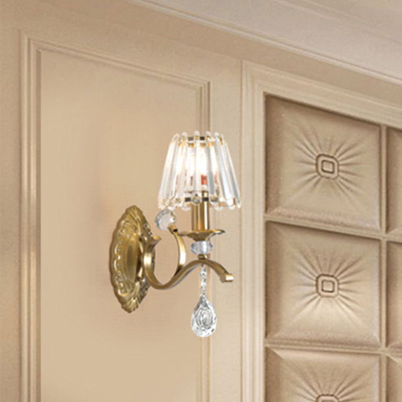 1/2 Heads Cone Wall Sconce Light Traditional Vintage Wall Lighting in Brass for Living Room Clearhalo 'Modern wall lights' 'Modern' 'Wall Lamps & Sconces' 'Wall Lights' Lighting' 259065