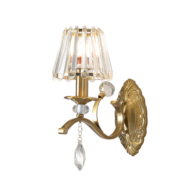 1/2 Heads Cone Wall Sconce Light Traditional Vintage Wall Lighting in Brass for Living Room Clearhalo 'Modern wall lights' 'Modern' 'Wall Lamps & Sconces' 'Wall Lights' Lighting' 259066