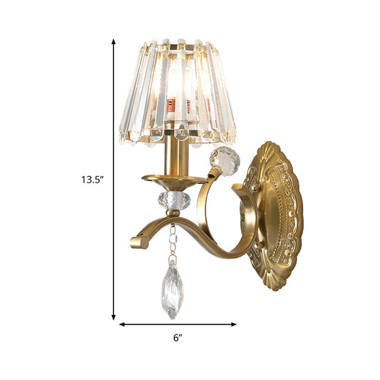 1/2 Heads Cone Wall Sconce Light Traditional Vintage Wall Lighting in Brass for Living Room Clearhalo 'Modern wall lights' 'Modern' 'Wall Lamps & Sconces' 'Wall Lights' Lighting' 259067