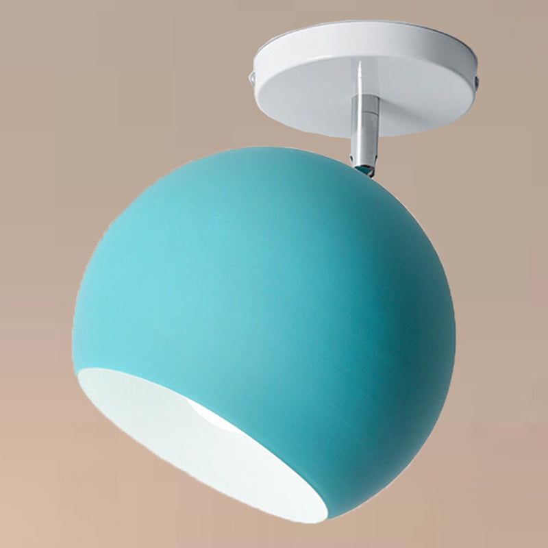 Dome Semi Flush Mount Light Macaron Metal Ceiling Light Fixtures for Living Room Blue Clearhalo 'Ceiling Lights' 'Close To Ceiling Lights' 'Close to ceiling' 'Semi-flushmount' Lighting' 2590682