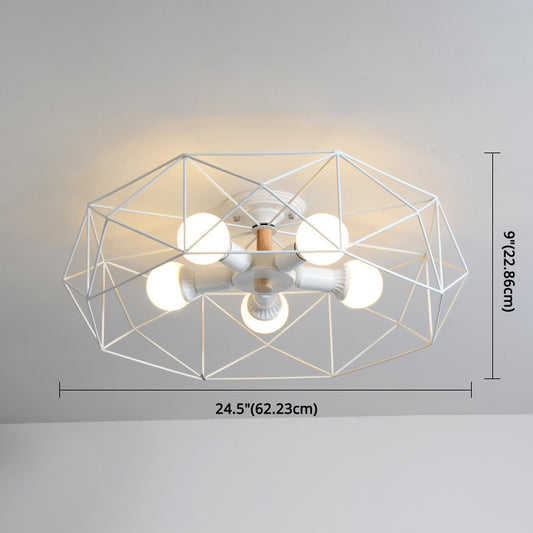 Geometric Flush Mount Ceiling Light Nordic Industrial Style Metal Ceiling Flush Mount for Bedroom Clearhalo 'Ceiling Lights' 'Close To Ceiling Lights' 'Close to ceiling' 'Semi-flushmount' Lighting' 2590803