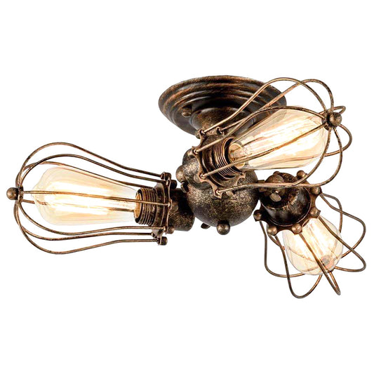 Starburst Semi Flush Mount Lighting Retro Creative Industrial Style Metal Ceiling Light Fixtures for Bedroom Bronze Clearhalo 'Ceiling Lights' 'Close To Ceiling Lights' 'Close to ceiling' 'Semi-flushmount' Lighting' 2590895