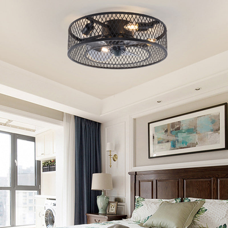 Cage Drum Semi Flush Mount Light Fixture Industrial Style Metal Ceiling Light Fixture for Bedroom Clearhalo 'Ceiling Lights' 'Close To Ceiling Lights' 'Close to ceiling' 'Flush mount' 'Industrial Flush Mount' Lighting' 2590903