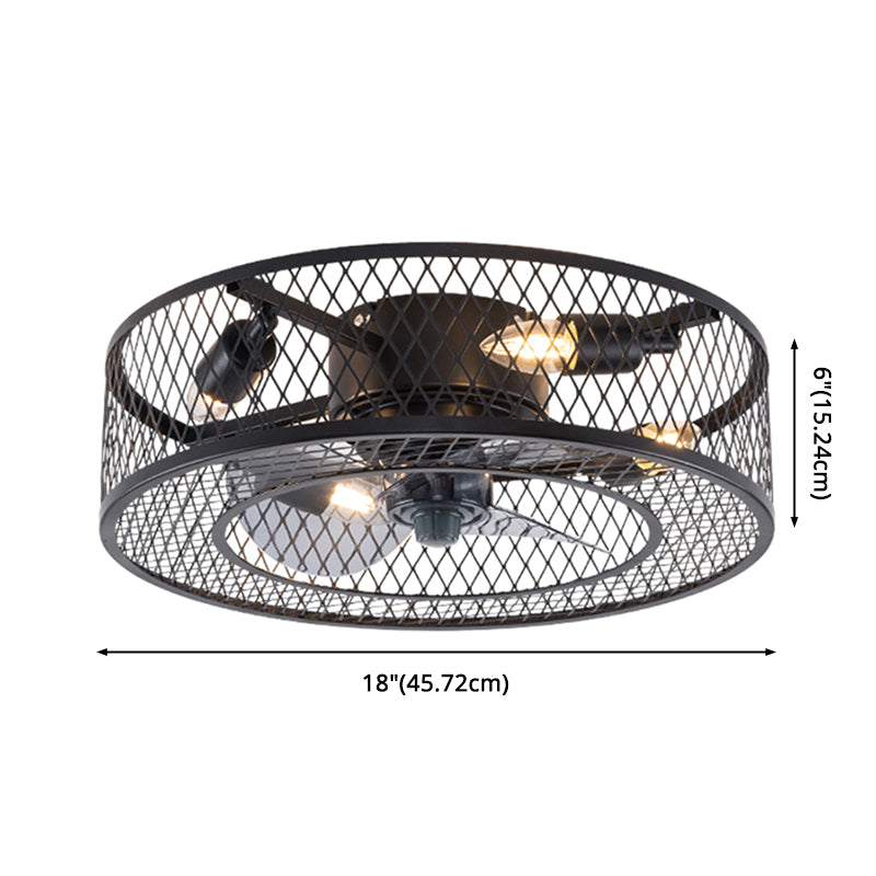 Cage Drum Semi Flush Mount Light Fixture Industrial Style Metal Ceiling Light Fixture for Bedroom Clearhalo 'Ceiling Lights' 'Close To Ceiling Lights' 'Close to ceiling' 'Flush mount' 'Industrial Flush Mount' Lighting' 2590907