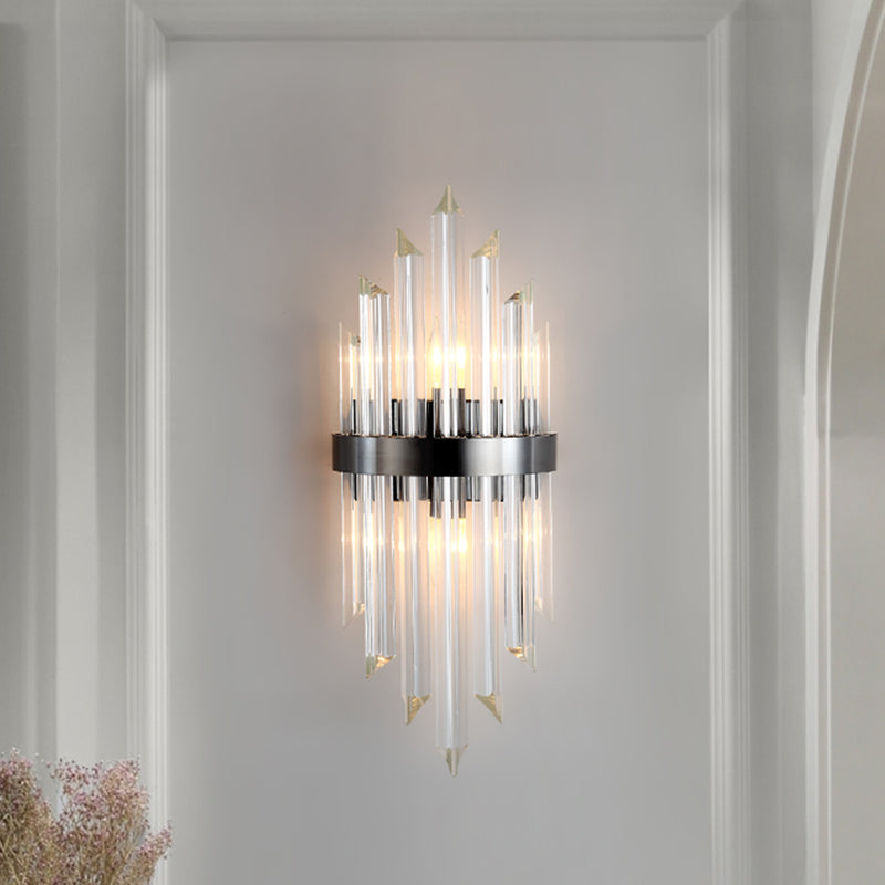 Clear Crystal Mini Wall Lighting Contemporary Living Room Wall Mount Lamp in Black Black Clearhalo 'Modern wall lights' 'Modern' 'Wall Lamps & Sconces' 'Wall Lights' Lighting' 259164