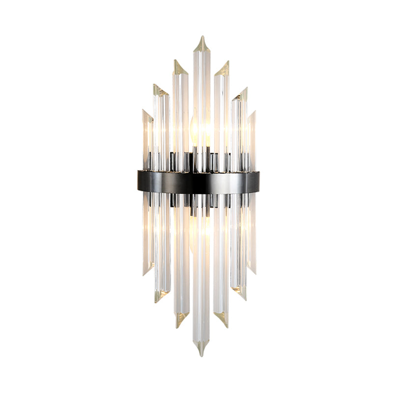 Clear Crystal Mini Wall Lighting Contemporary Living Room Wall Mount Lamp in Black Clearhalo 'Modern wall lights' 'Modern' 'Wall Lamps & Sconces' 'Wall Lights' Lighting' 259167