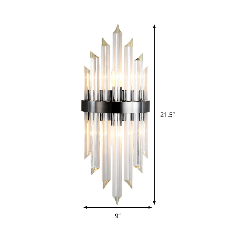 Clear Crystal Mini Wall Lighting Contemporary Living Room Wall Mount Lamp in Black Clearhalo 'Modern wall lights' 'Modern' 'Wall Lamps & Sconces' 'Wall Lights' Lighting' 259168