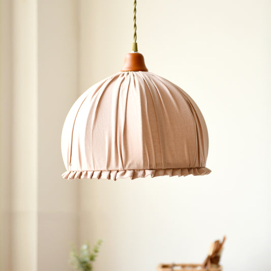 Fabric Dome Shape Ceiling Pendant Classic Single Dining Room Hanging Lamp in Pink/Orange Clearhalo 'Ceiling Lights' 'Pendant Lights' 'Pendants' Lighting' 259176