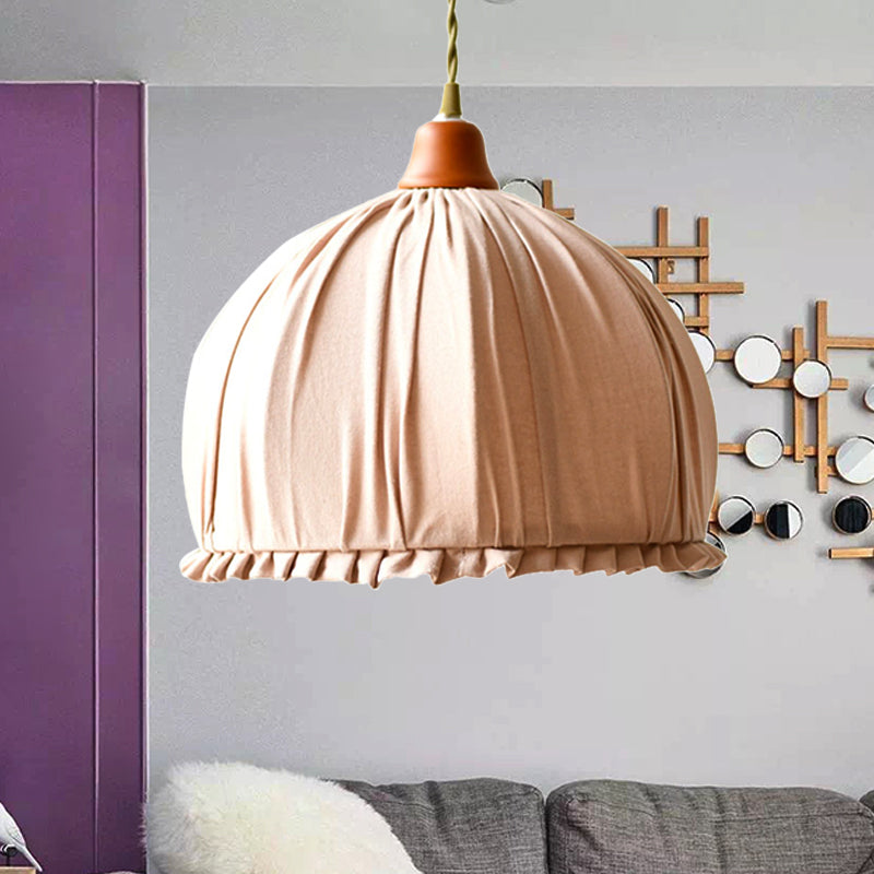 Fabric Dome Shape Ceiling Pendant Classic Single Dining Room Hanging Lamp in Pink/Orange Clearhalo 'Ceiling Lights' 'Pendant Lights' 'Pendants' Lighting' 259177