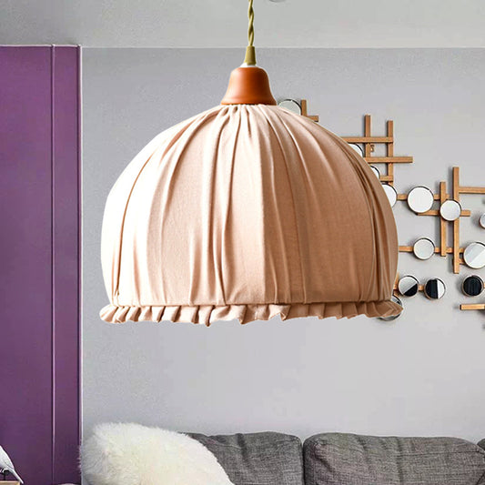 Fabric Dome Shape Ceiling Pendant Classic Single Dining Room Hanging Lamp in Pink/Orange Clearhalo 'Ceiling Lights' 'Pendant Lights' 'Pendants' Lighting' 259177