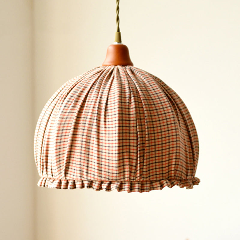 Fabric Dome Shape Ceiling Pendant Classic Single Dining Room Hanging Lamp in Pink/Orange Clearhalo 'Ceiling Lights' 'Pendant Lights' 'Pendants' Lighting' 259180