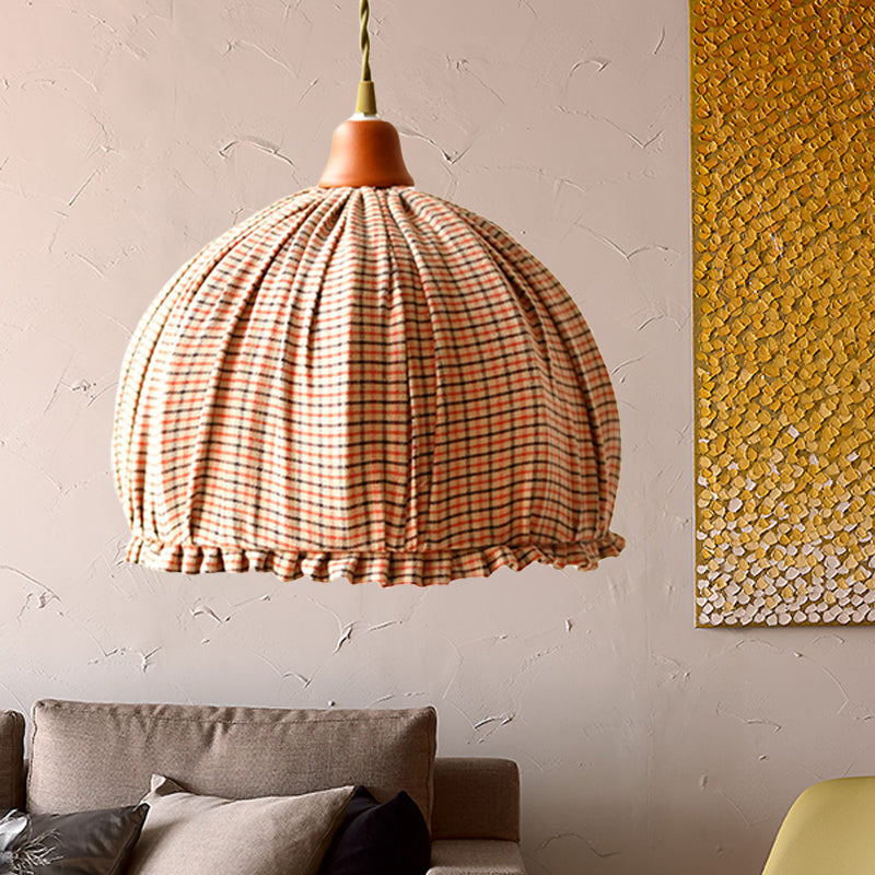 Fabric Dome Shape Ceiling Pendant Classic Single Dining Room Hanging Lamp in Pink/Orange Clearhalo 'Ceiling Lights' 'Pendant Lights' 'Pendants' Lighting' 259181