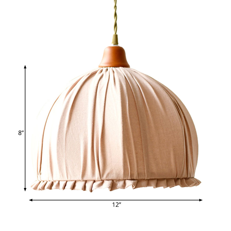 Fabric Dome Shape Ceiling Pendant Classic Single Dining Room Hanging Lamp in Pink/Orange Clearhalo 'Ceiling Lights' 'Pendant Lights' 'Pendants' Lighting' 259184