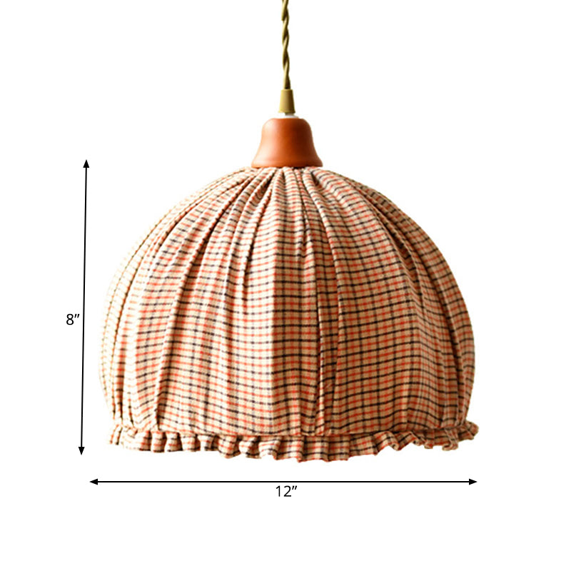 Fabric Dome Shape Ceiling Pendant Classic Single Dining Room Hanging Lamp in Pink/Orange Clearhalo 'Ceiling Lights' 'Pendant Lights' 'Pendants' Lighting' 259185