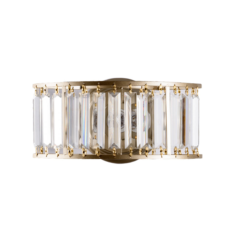 Clear Crystal Half Cylinder Wall Lighting 1 Light Contemporary Wall Mounted Lamp in Black/Gold Clearhalo 'Modern wall lights' 'Modern' 'Wall Lamps & Sconces' 'Wall Lights' Lighting' 259211