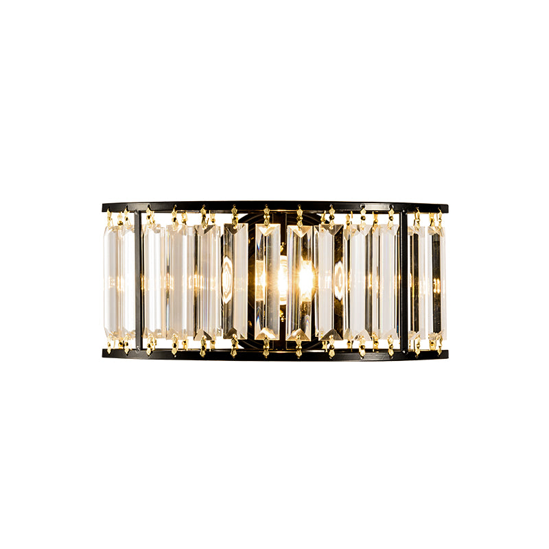 Clear Crystal Half Cylinder Wall Lighting 1 Light Contemporary Wall Mounted Lamp in Black/Gold Clearhalo 'Modern wall lights' 'Modern' 'Wall Lamps & Sconces' 'Wall Lights' Lighting' 259216