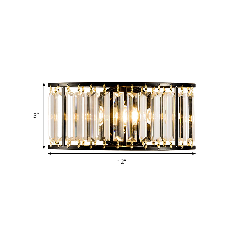 Clear Crystal Half Cylinder Wall Lighting 1 Light Contemporary Wall Mounted Lamp in Black/Gold Clearhalo 'Modern wall lights' 'Modern' 'Wall Lamps & Sconces' 'Wall Lights' Lighting' 259217