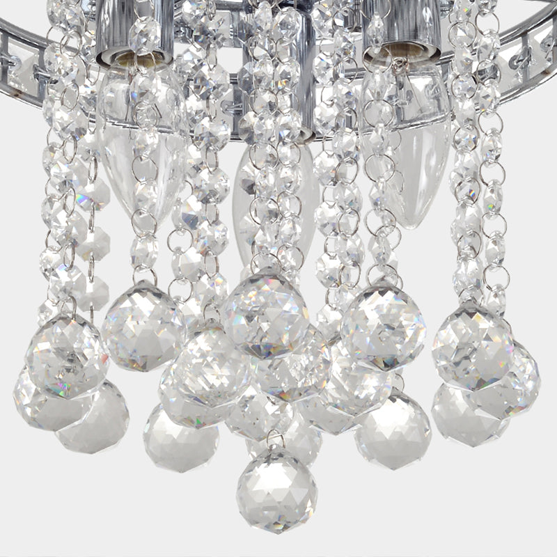 Round Ceiling Lighting with Crystal Accents Contemporary 3 Bulbs Living Room Ceiling Mounted Light in Chrome Finish Clearhalo 'Ceiling Lights' 'Close To Ceiling Lights' 'Close to ceiling' 'Flush mount' Lighting' 259287