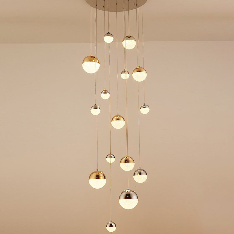 Silver-Gold Globe Multi Pendant Light Minimalist 15-Head Acrylic Bubbles Hanging Light Fixture Clearhalo 'Ceiling Lights' 'Modern Pendants' 'Modern' 'Pendant Lights' 'Pendants' Lighting' 2592880