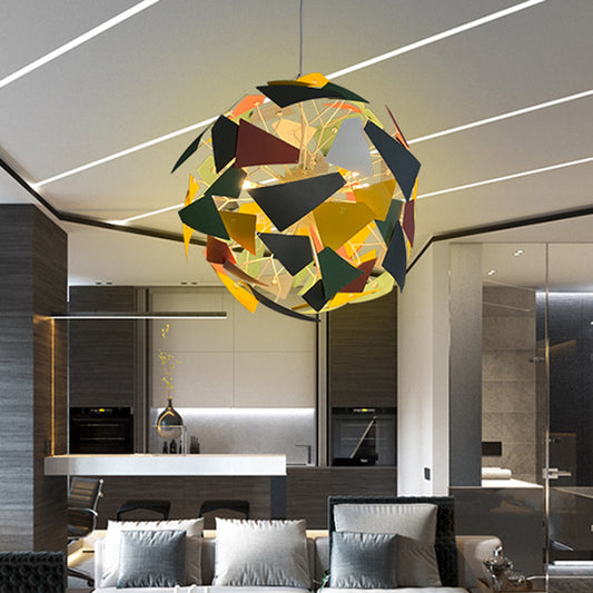 Camouflage Spherical Ceiling Pendant Light Metallic Industrial Multi Light Living Room Lighting Fixture Clearhalo 'Art Deco Pendants' 'Cast Iron' 'Ceiling Lights' 'Ceramic' 'Crystal' 'Industrial Pendants' 'Industrial' 'Metal' 'Middle Century Pendants' 'Pendant Lights' 'Pendants' 'Tiffany' Lighting' 259289