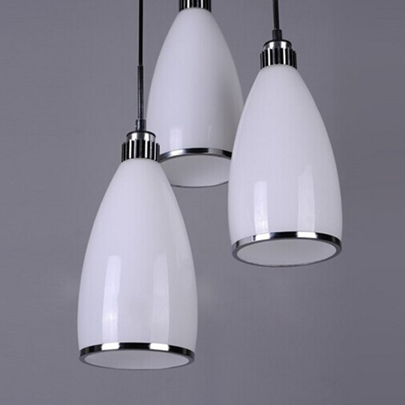 Satin Opal Glass Cluster Bell Pendant Minimalist 3-Light Chrome Suspension Light for Dining Room Chrome Round Clearhalo 'Ceiling Lights' 'Modern Pendants' 'Modern' 'Pendant Lights' 'Pendants' Lighting' 2593014