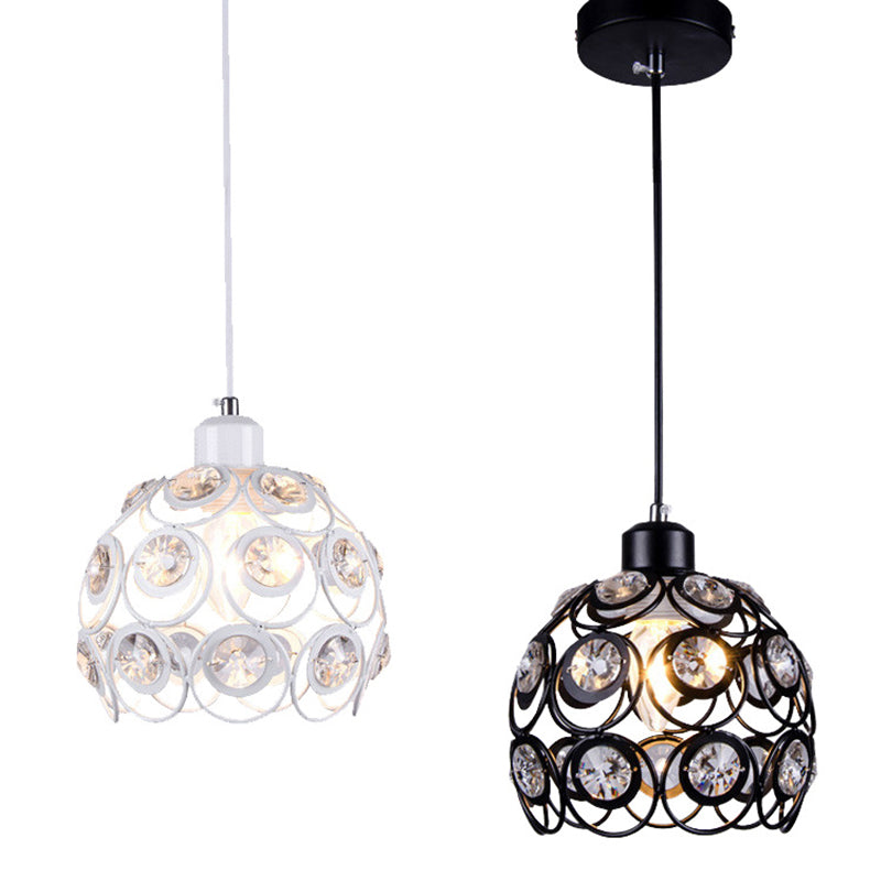 Crystal Hollowed-out Pendant Lamp Minimalist Modern Hanging Light Fixture in Dome Shape Clearhalo 'Ceiling Lights' 'Modern Pendants' 'Modern' 'Pendant Lights' 'Pendants' Lighting' 2593145