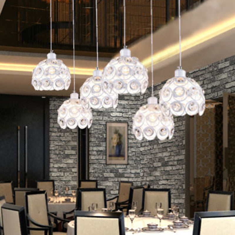 Crystal Hollowed-out Pendant Lamp Minimalist Modern Hanging Light Fixture in Dome Shape Clearhalo 'Ceiling Lights' 'Modern Pendants' 'Modern' 'Pendant Lights' 'Pendants' Lighting' 2593150