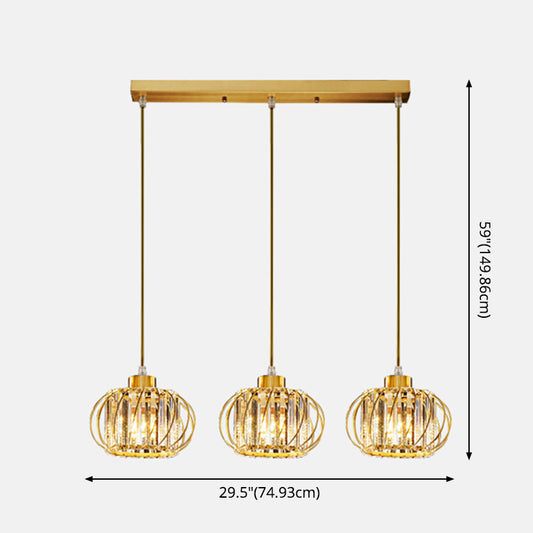 Brass Globe Pendant Light Modern Style Crystal Hanging Ceiling Lantern for Diner Clearhalo 'Ceiling Lights' 'Modern Pendants' 'Modern' 'Pendant Lights' 'Pendants' Lighting' 2593221