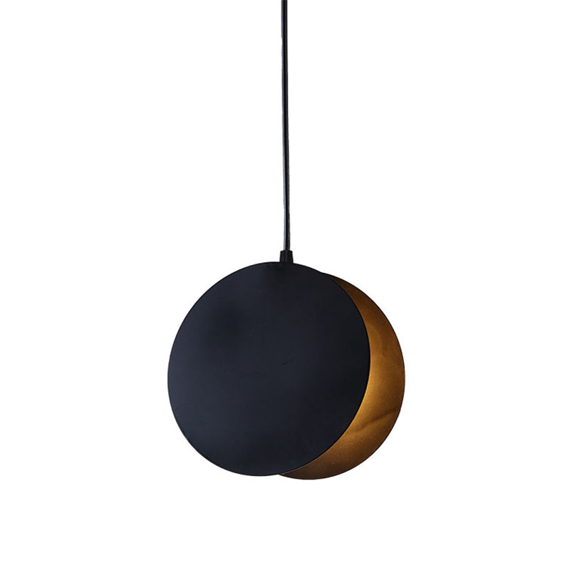 Shell Inspired Round Pendant Lamp Macaron Style Metal 1-Light Diner Ceiling Light Black 12" Clearhalo 'Ceiling Lights' 'Modern Pendants' 'Modern' 'Pendant Lights' 'Pendants' Lighting' 2593262