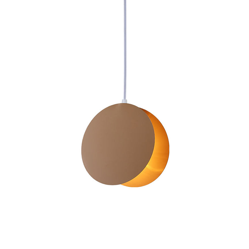 Shell Inspired Round Pendant Lamp Macaron Style Metal 1-Light Diner Ceiling Light Khaki 8" Clearhalo 'Ceiling Lights' 'Modern Pendants' 'Modern' 'Pendant Lights' 'Pendants' Lighting' 2593265