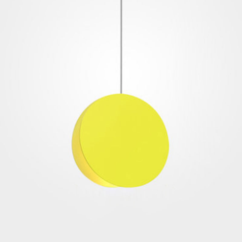 Shell Inspired Round Pendant Lamp Macaron Style Metal 1-Light Diner Ceiling Light Yellow 12" Clearhalo 'Ceiling Lights' 'Modern Pendants' 'Modern' 'Pendant Lights' 'Pendants' Lighting' 2593278