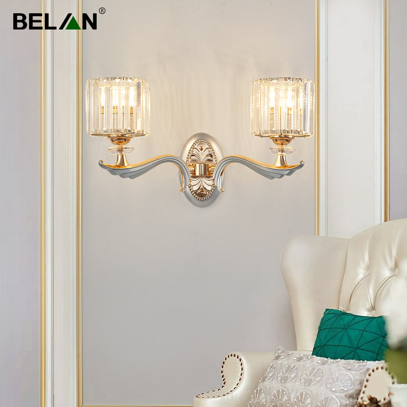 1/2 Lights Cylinder Sconce Light with Clear Crystal Shade Modern Flush Mount Wall Sconce in Silver Finish 2.0 Silver Clearhalo 'Modern wall lights' 'Modern' 'Wall Lamps & Sconces' 'Wall Lights' Lighting' 259328