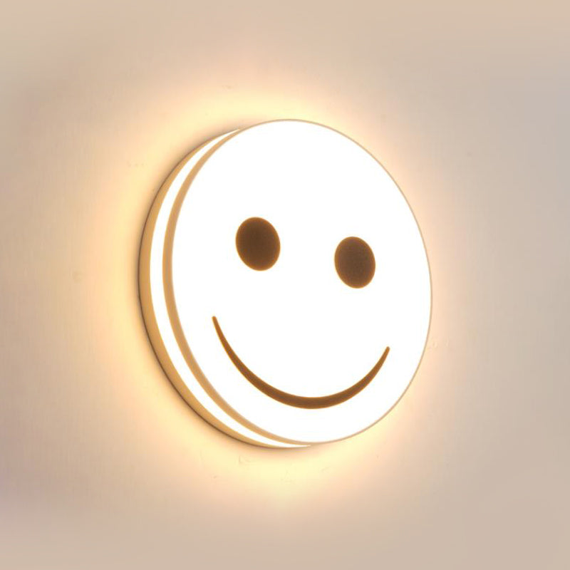 Round Flush Ceiling Light with Smile Emoji Led Mini Flushmount Lamp with Acrylic Shade White B Clearhalo 'Wall Lamps & Sconces' 'Wall Lights' Lighting' 259337