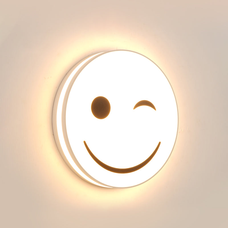 Round Flush Ceiling Light with Smile Emoji Led Mini Flushmount Lamp with Acrylic Shade White C Clearhalo 'Wall Lamps & Sconces' 'Wall Lights' Lighting' 259340